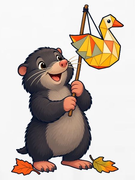 Maulwurf mit fröhlichem Gänse-Lampion