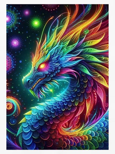 Lebendiger Neon-Drache - Faszinierende Fantasy-Kunst