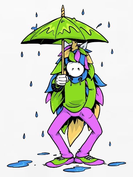 Städtisches Einhorn im Regen