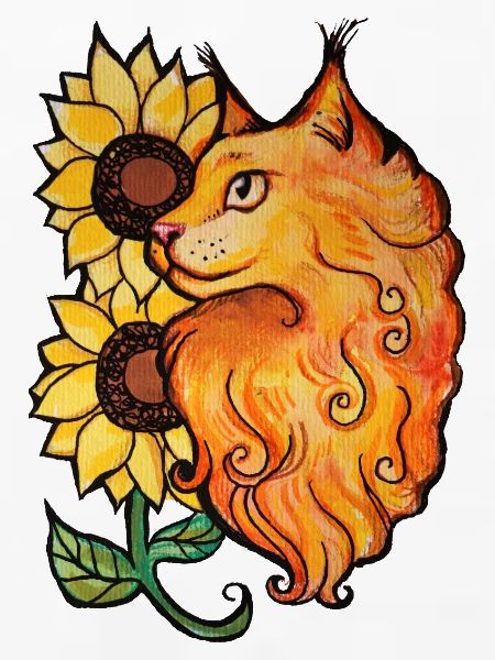 Sonnenblumenkatzen-Studioporträt