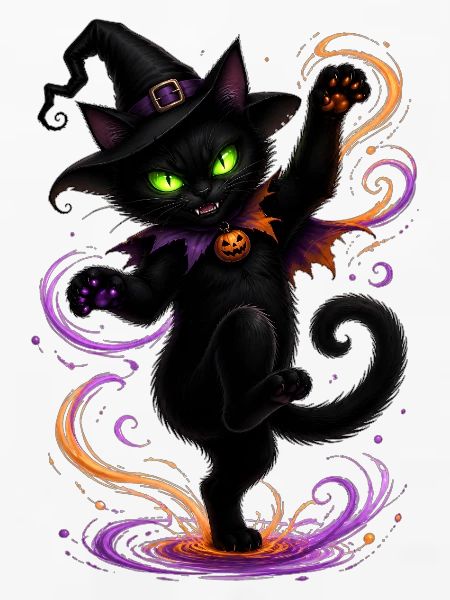 Halloween black cat dancing