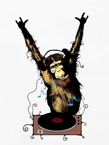 Humorvoller Affe mit DJ-Gear
