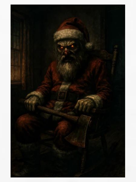 Dunkler Weihnachtsmann mit Axt
