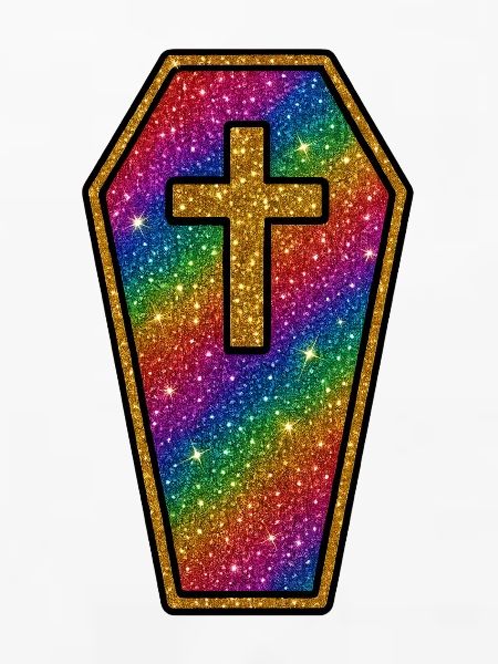 Halloween Sarg | Regenbogen Glitzer Sargkreuz 