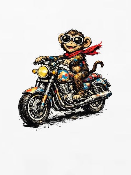 Motorradaffe im Racer-Style