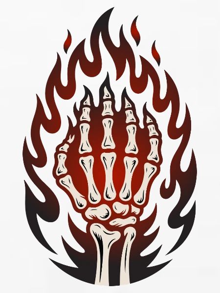 Flammende Skeletthand
