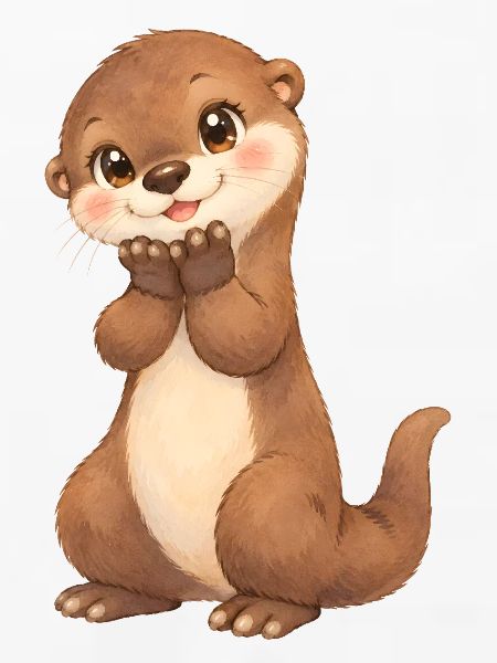 Otter – süßer stehender Fischotter