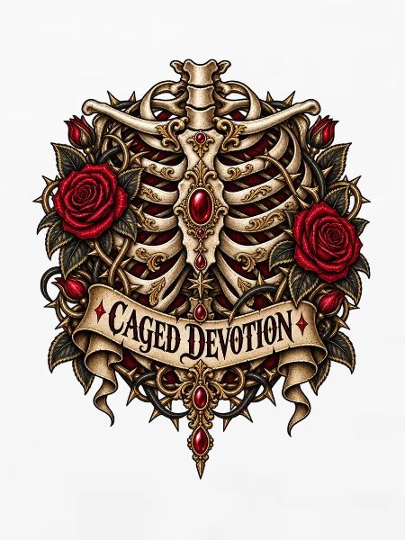 Caged Devotion Skelett-Wappen