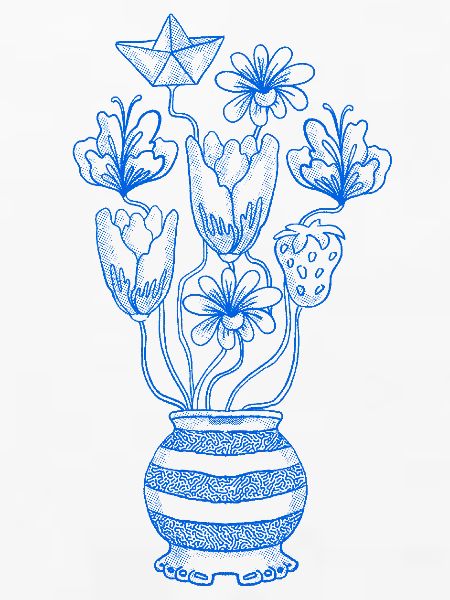 Linien-Blumenstrauß mit Stern