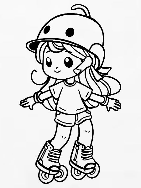 Roller Skating Mädchen Cartoon