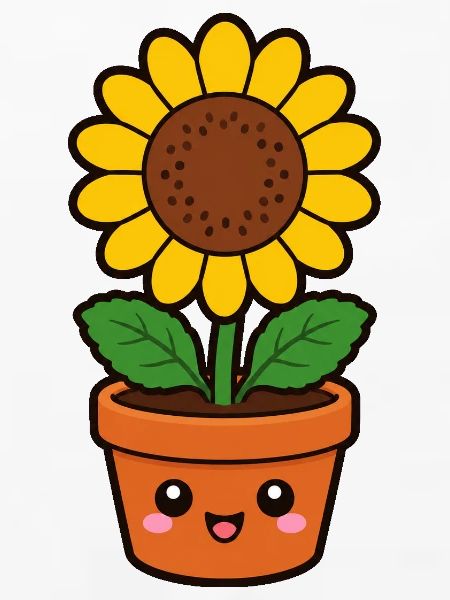 Fröhliche Sonnenblume im Topf