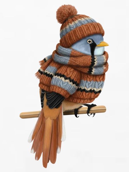 Bartmeise im Strickpullover Winter Weihnachten