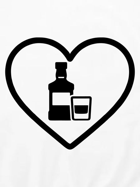 Herz-Whiskeyflasche und Glas