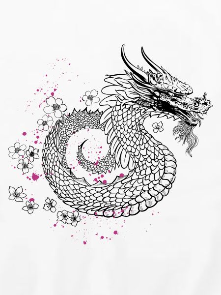 Drache mit Kirschblüten Sakura Style