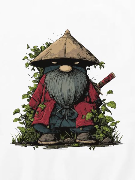 Lustiger Ninja-Gartenzwerg mit Schwert