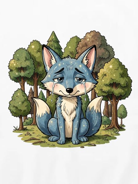Blauer fuchs tier traurig wald
