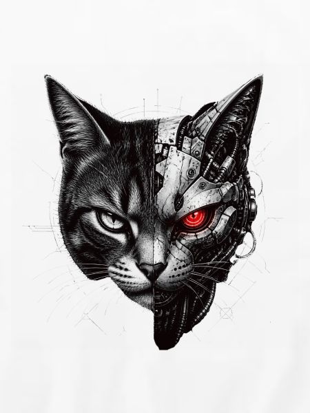 Halb-Katze Cyborg-Katze