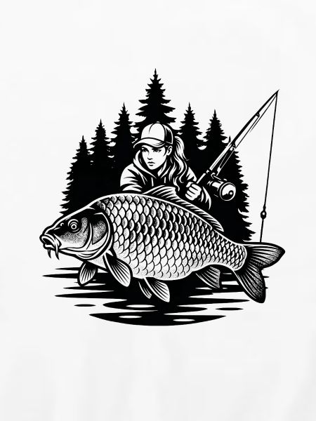 Fischerin und ihr Karpfen