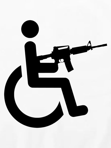 Rollstuhlfahrer mit Waffe #