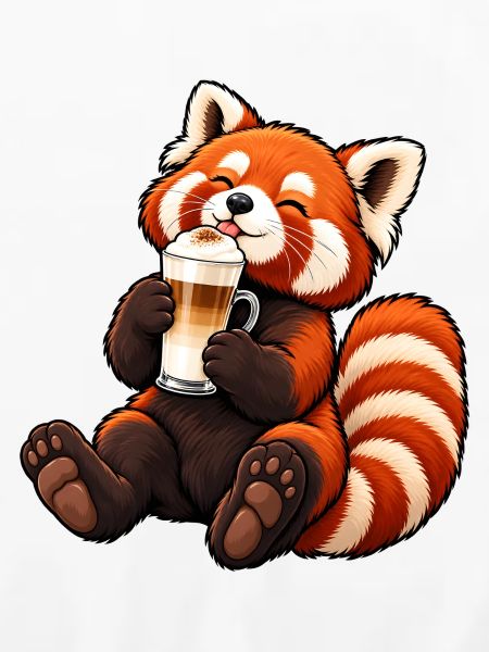 Roter Panda mit Latte Macchiato