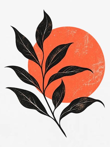 Sunset Leaf Silhouette