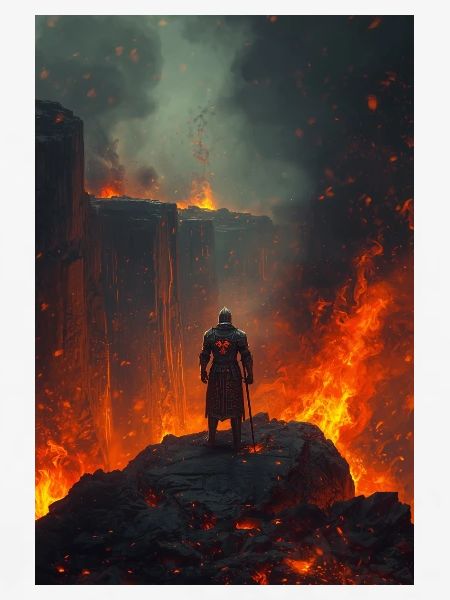 Flammender Ritter am Lavafeld