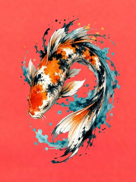 Aquarell Koi Splash
