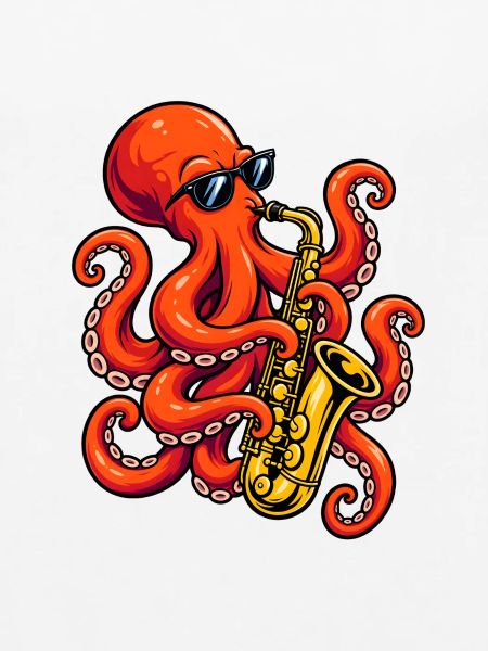 Oktopus mit Saxophon