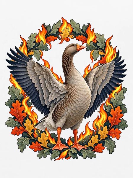 Graugans im Martinsfeuer-Blätterbogen