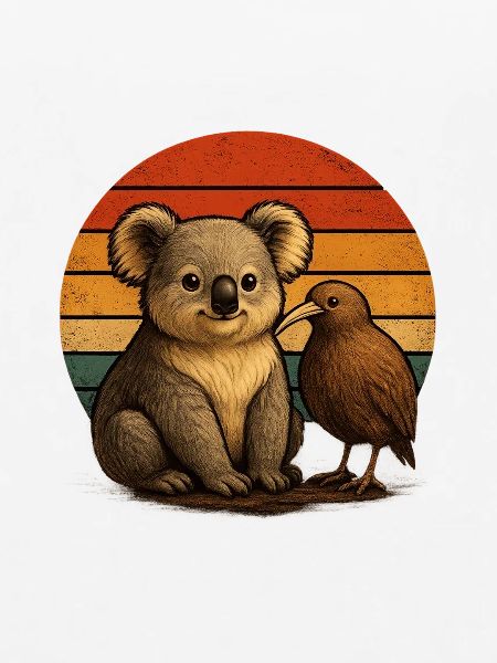 Koala Kiwi Retro Tierfreunde