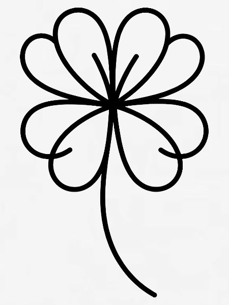 Vierblättriges Kleeblatt One Line Glückssymbol