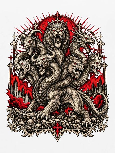 Kronenhydra im Flammenrot