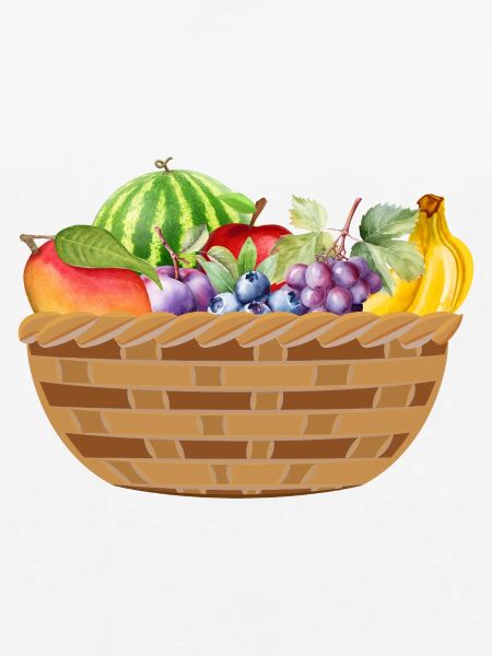 Früchtekorb mit buntem Obstmotiv