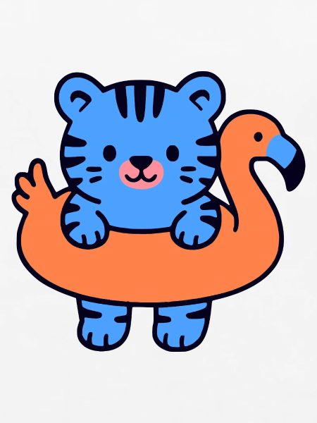 Kleiner schwebender blauer Tiger