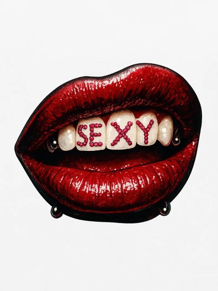 Lippen mit Perlenbuchstaben