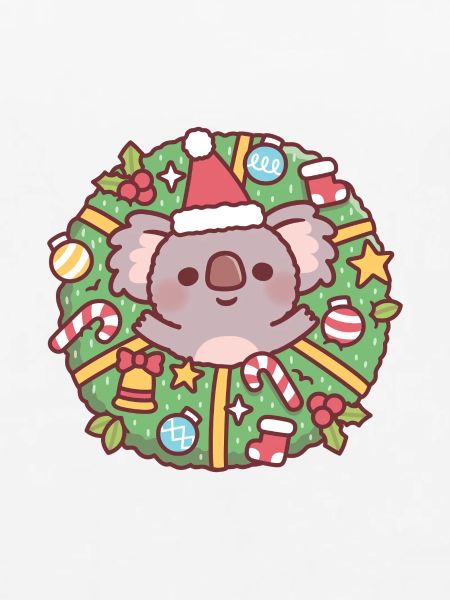 Süßer Koalabär im Weihnachtskranz