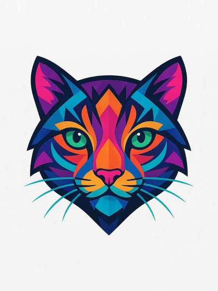Buntes geometrisches Katzengesicht