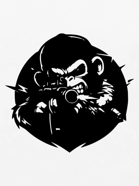 Affe mit Gewehr
