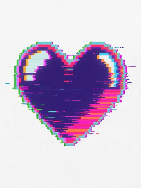 Glitchherz Neon Pixel Liebe Nerd