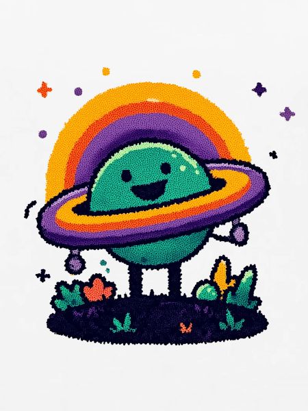 Bunter Planet mit Ring