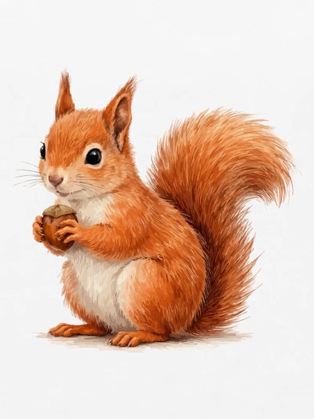 Eichhörnchen mit Eichel Illustration