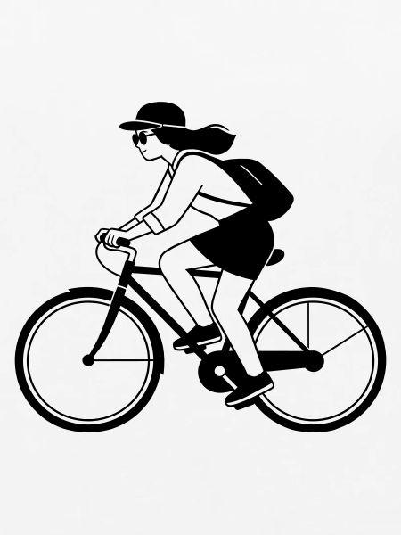 Hipster-Mädchen auf dem Fahrrad