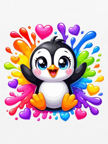 Pinguin Farbherzen Spritzer