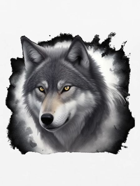 Wolfportrait mit Nebelschwaden