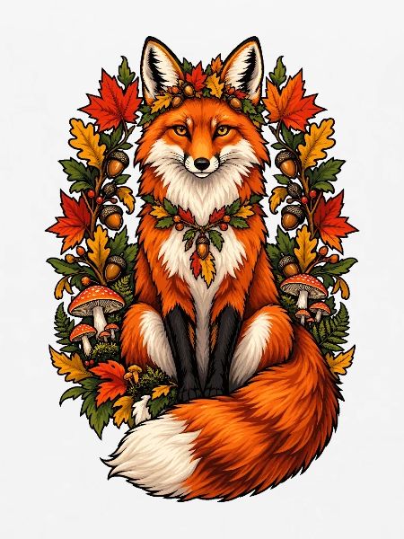 Herbstfuchs im Herbstlaub