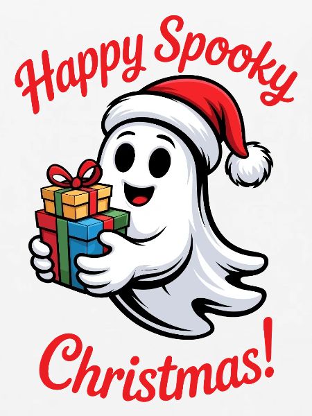Spukiger Weihnachtsgeist mit Geschenk