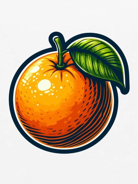 Helles Cartoon-Orange mit Blatt