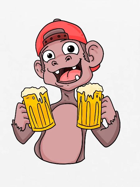 Affe mit Biergläser