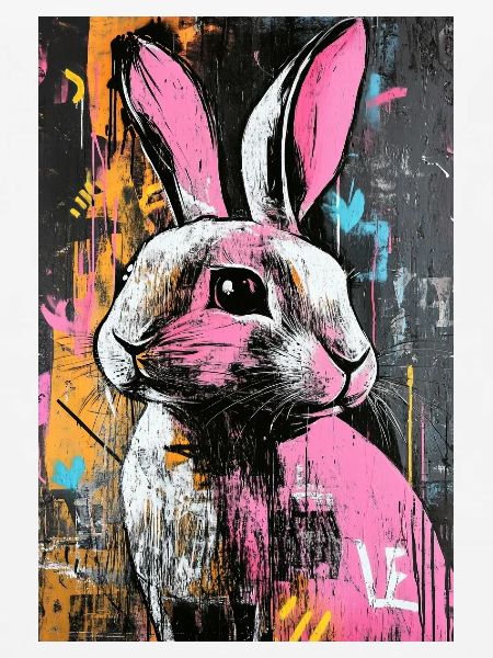 Graffiti Hase im Neonrausch