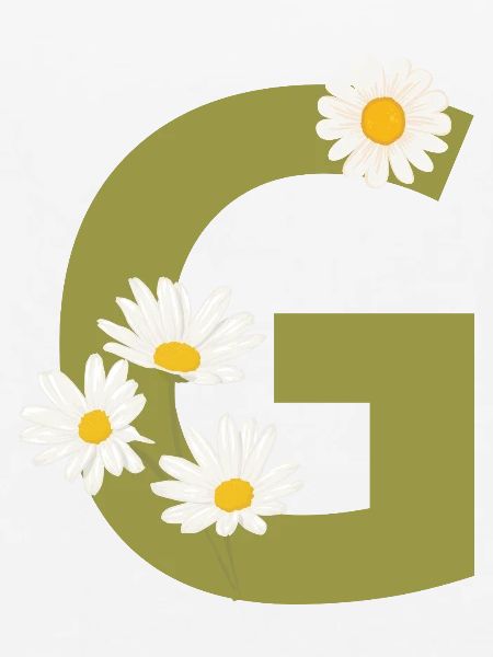 Buchstabe g grüne Gänseblümchen